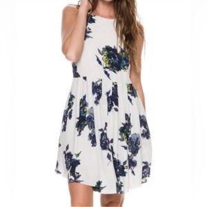 Free People Blue Floral Tank Sleeveless Dress